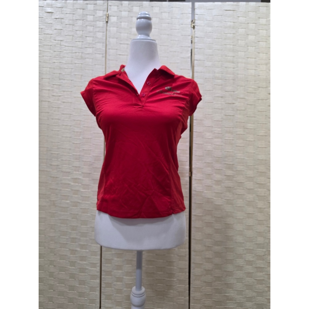 Menlow Tennis Womens Red Performance Polo Shirt Cap Sleeve A92278S2 Small